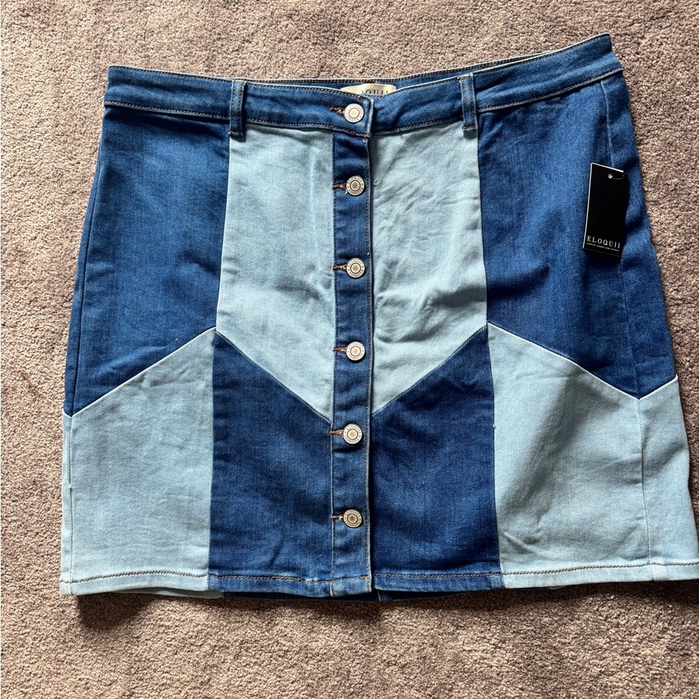 Disco Cowgirl Blue Denim Skirt by ELOQUII